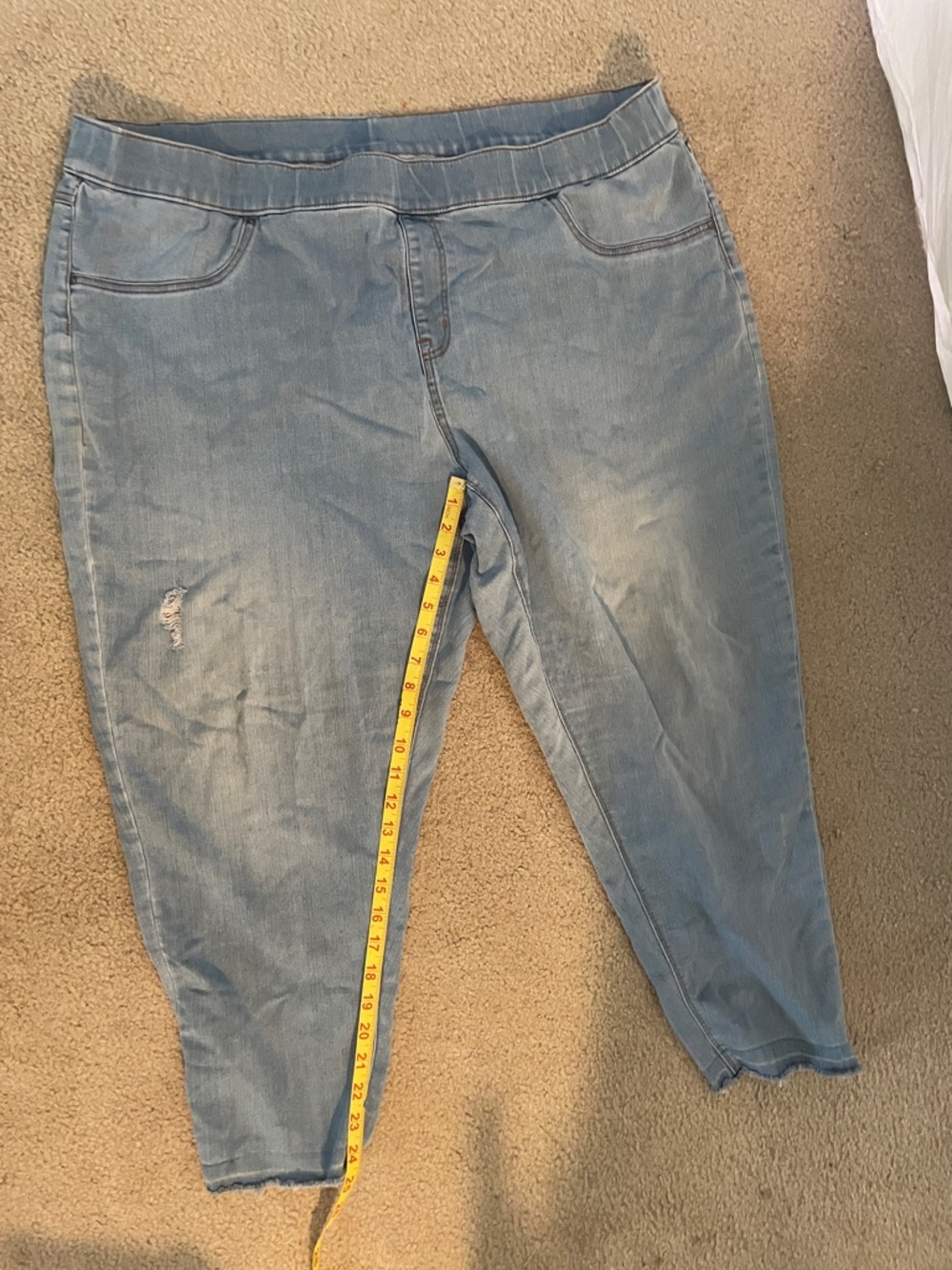 Terra & Sky Light Blue Cropped Stretch Denim Ankle Jeans